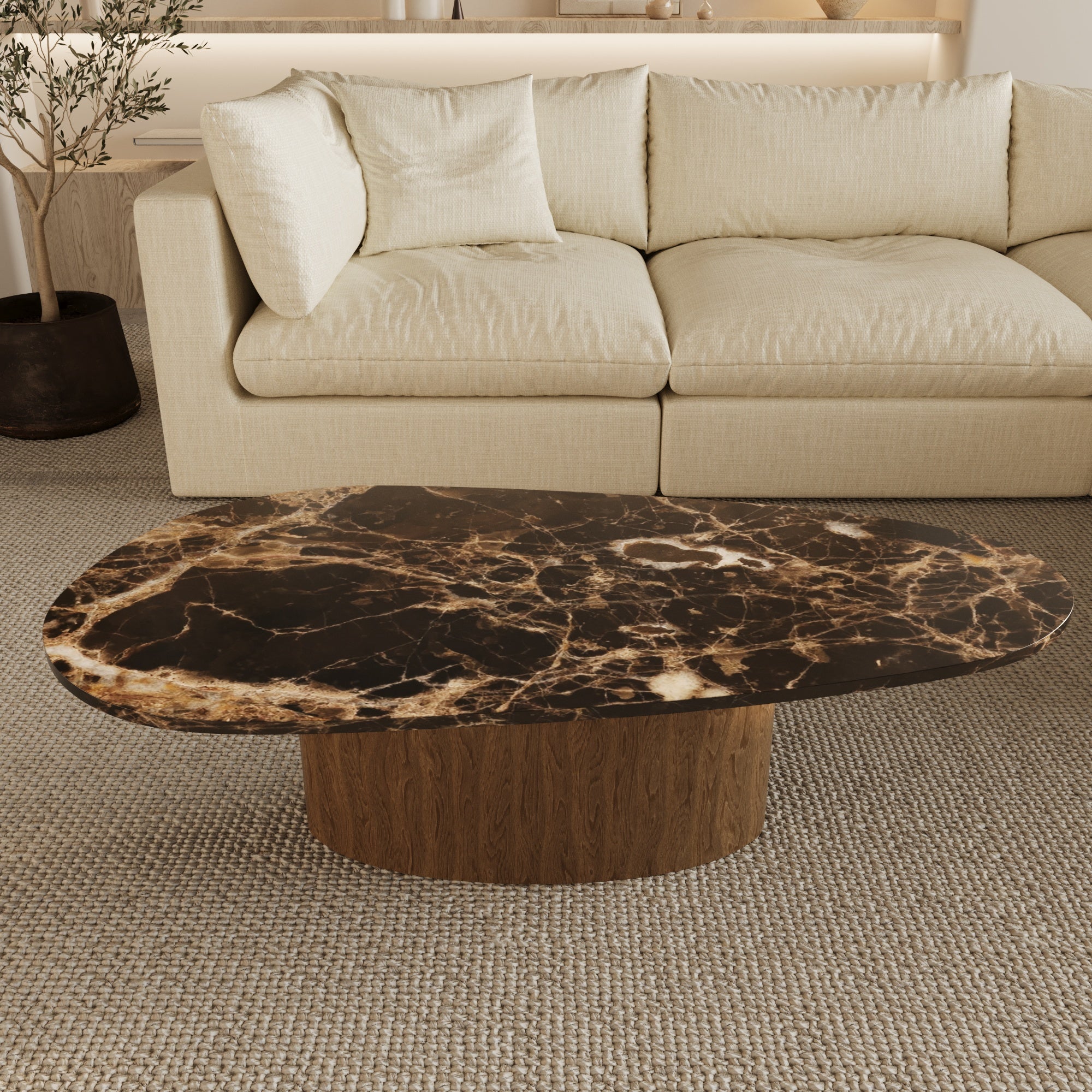 Vivian Dark Emperador Marble Coffee Table