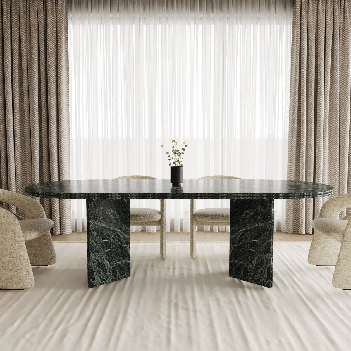 Burlington Verde Alpi marble dining table by The Gallery Home
