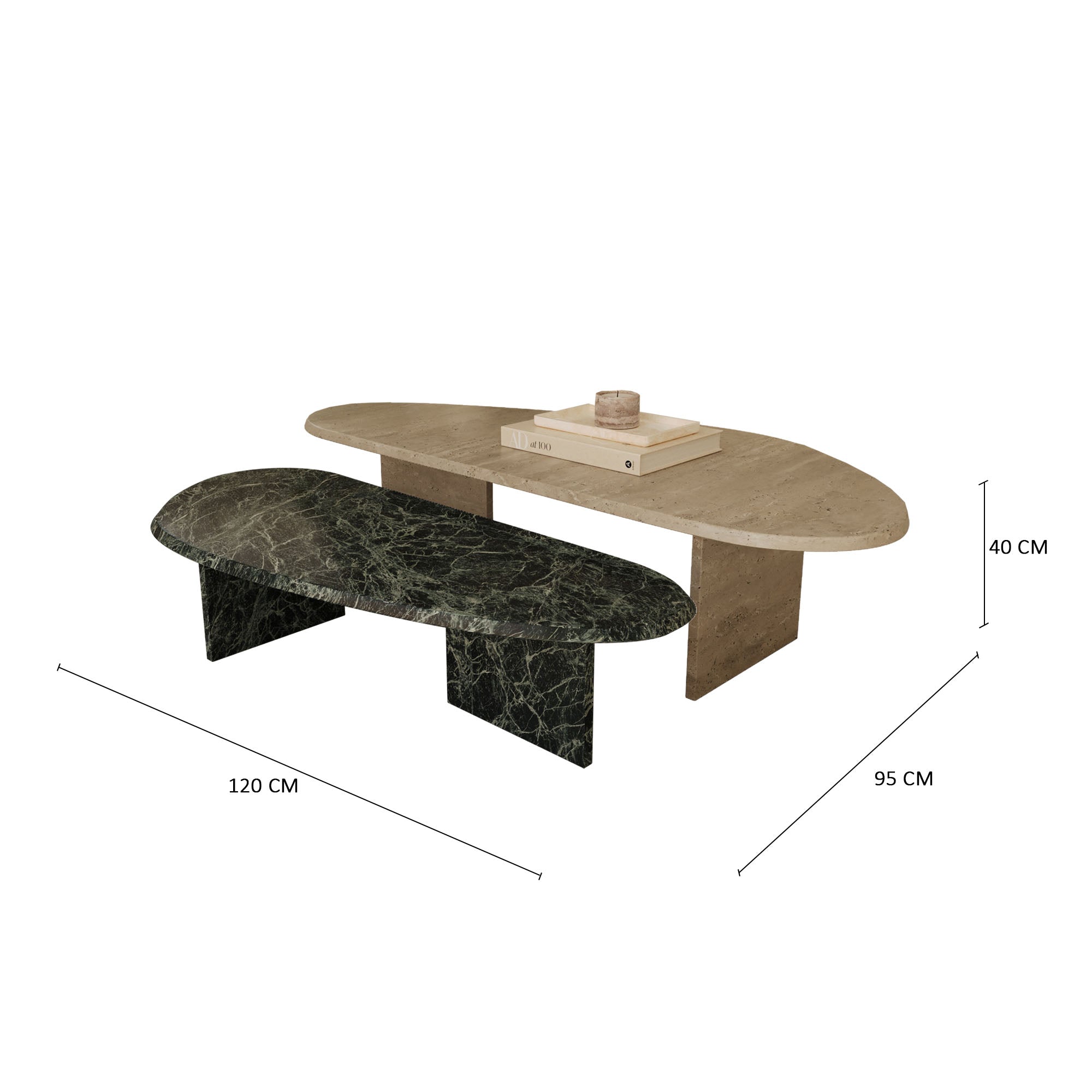 Bridgette Travertine & Verde Alpi Nesting Coffee Table