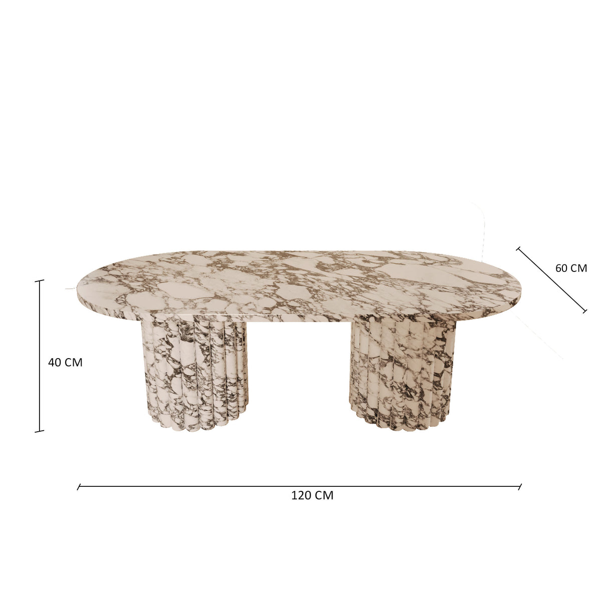 Lorenzo Arabescato Coffee Table With Fluted Base