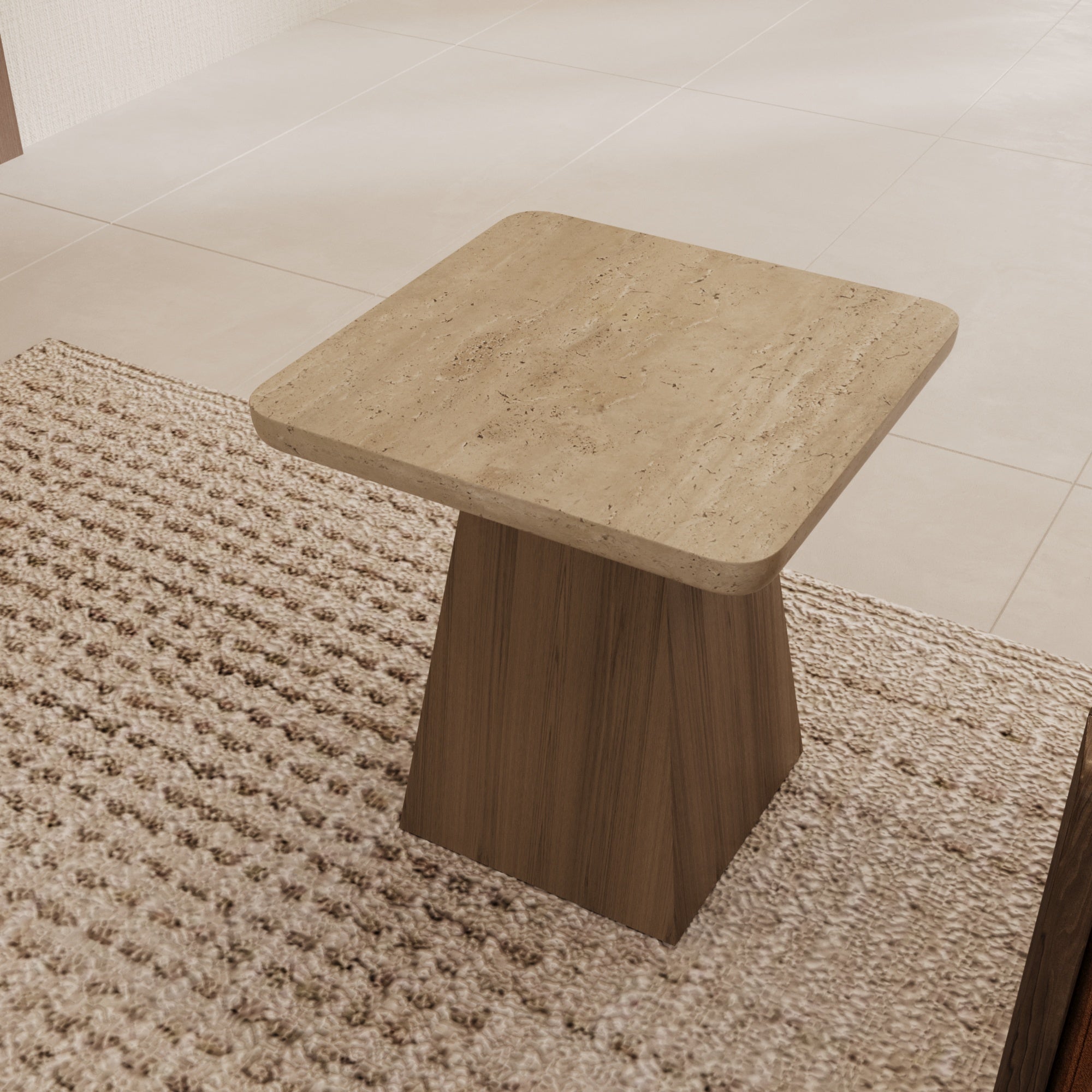 Halston Travertine Side Table