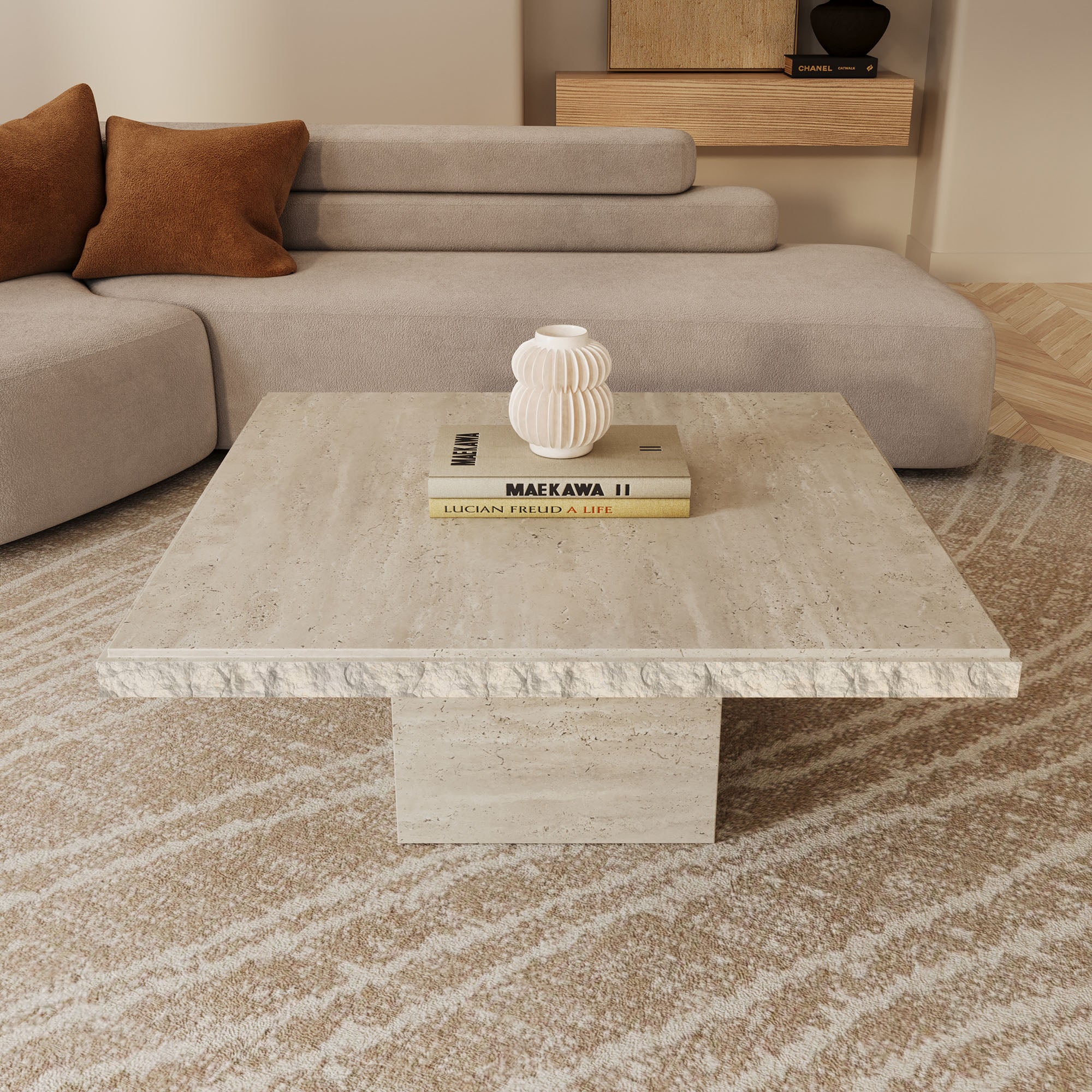 Rosa Limestone Coffee Table With Natural Edge