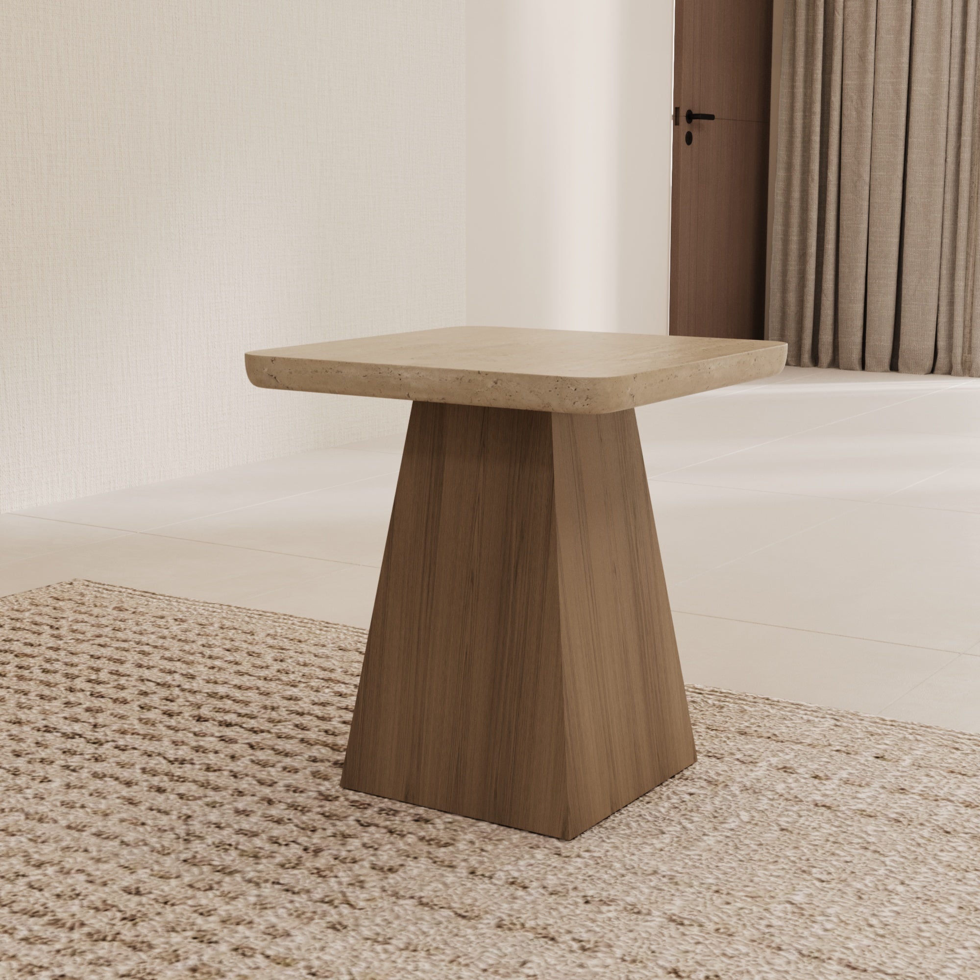 Halston Travertine Side Table