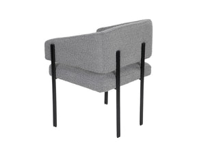 HAND CRAFTED CODIE METAL FRAME GREY BOUCLE DINING CHAIR