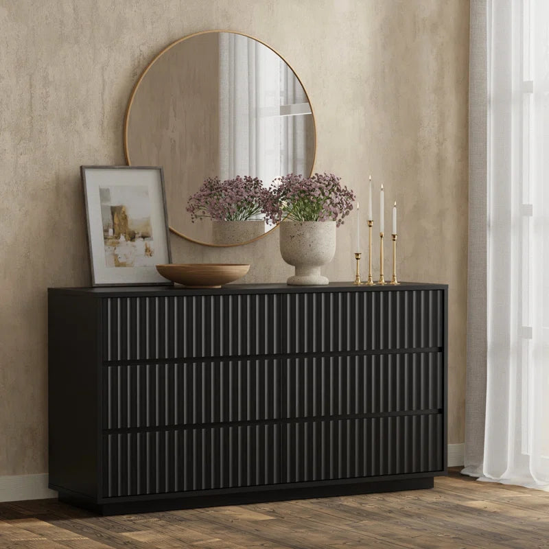 HAND MADE OXLEY BLACK 6 DRAWER DRESSER