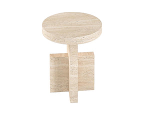 LEXI HAND CRAFTED ORGANIC TRAVERTINE SIDE TABLE