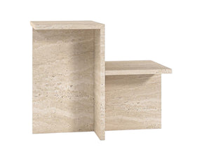 DANTE HAND CRAFTED ORGANIC TRAVERTINE SIDE TABLE