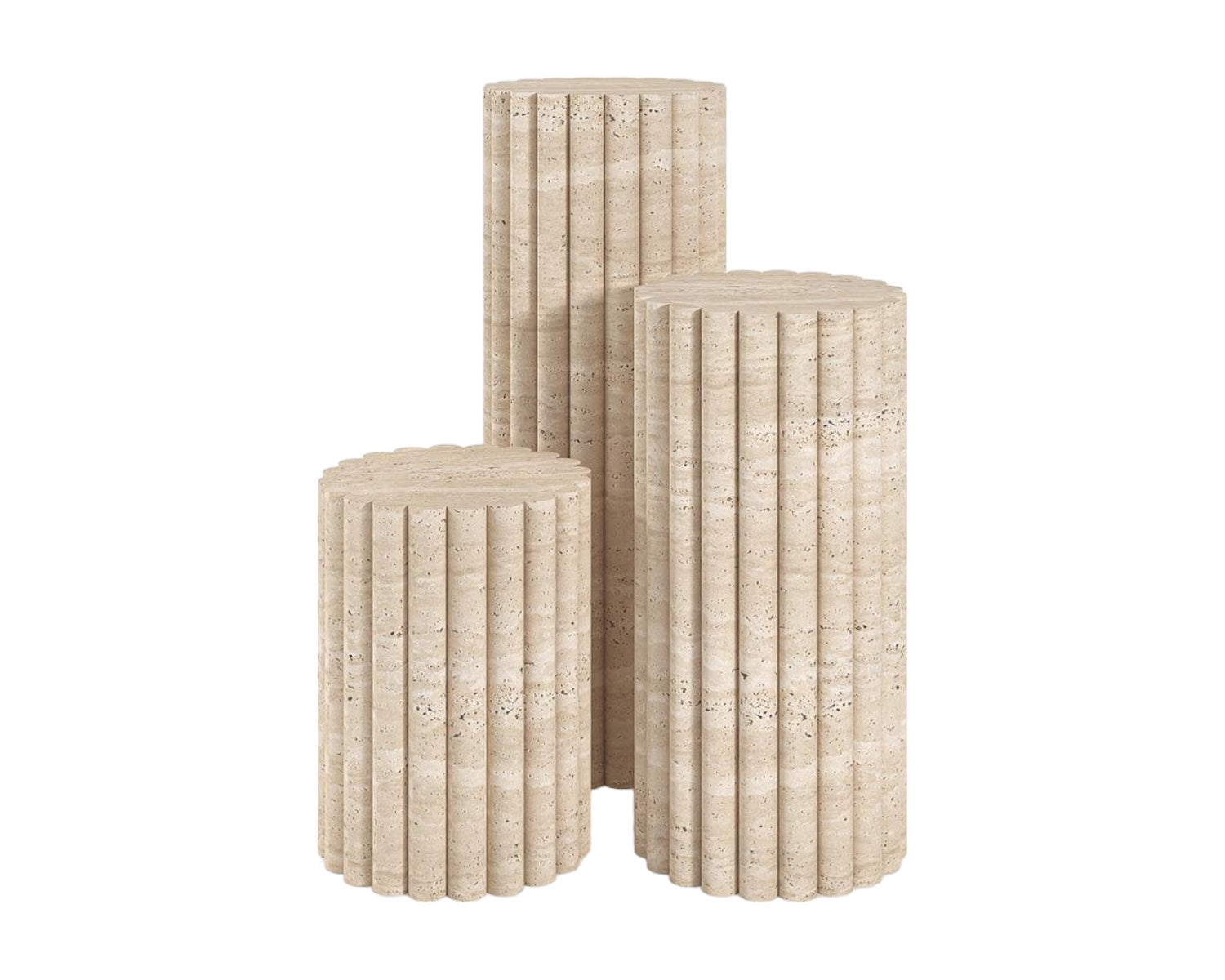 CLARA TRAVERTINE FLUTED ROUND PLINTH