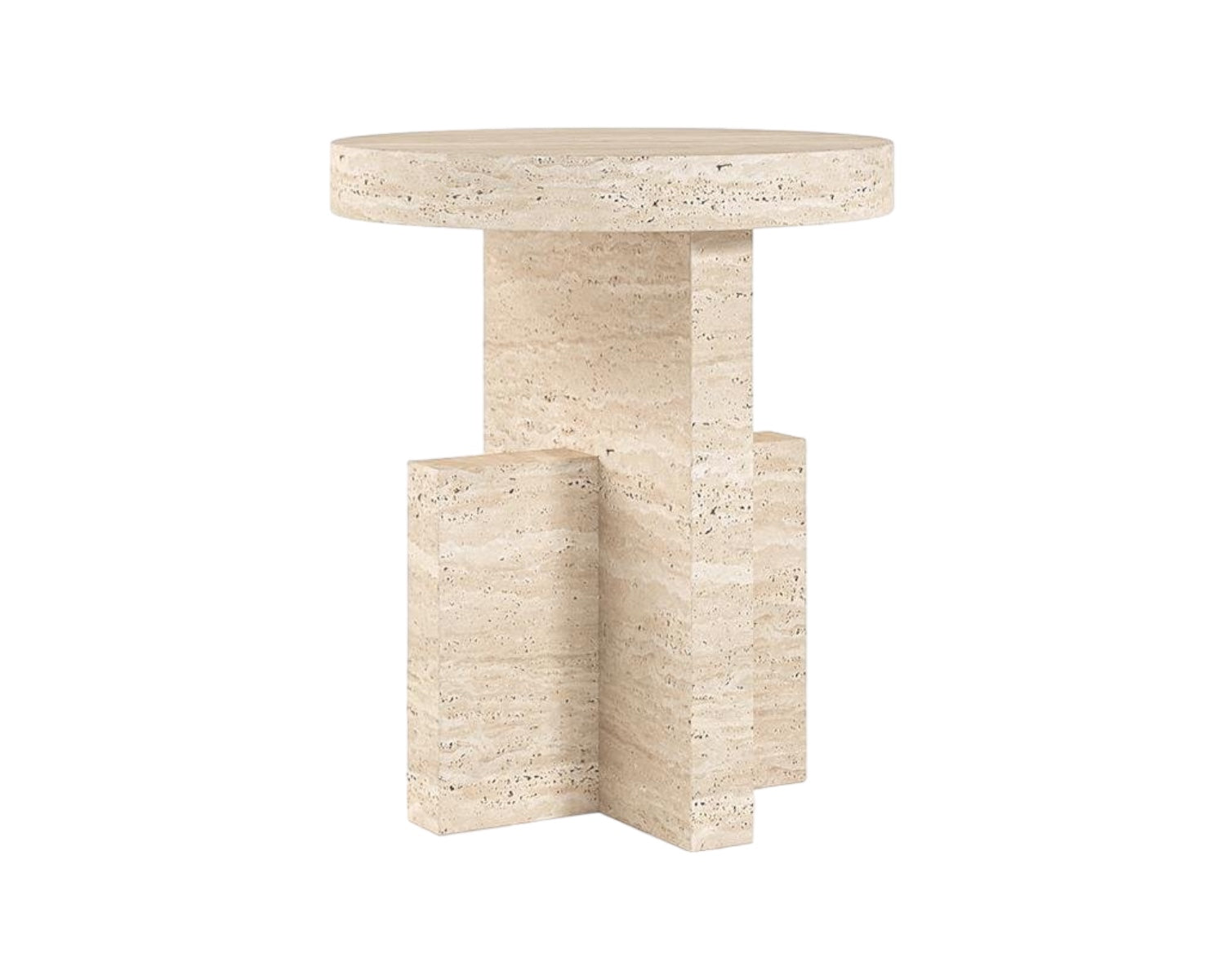 LEXI HAND CRAFTED ORGANIC TRAVERTINE SIDE TABLE