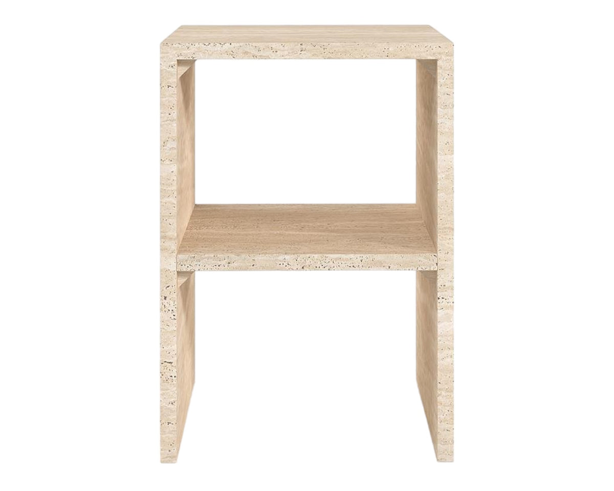 LILA HAND CRAFTED ORGANIC TRAVERTINE BOX SIDE TABLE