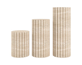 CLARA TRAVERTINE FLUTED ROUND PLINTH