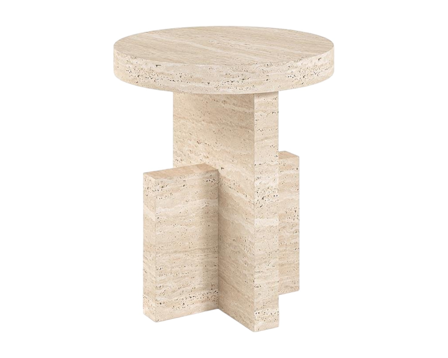 LEXI HAND CRAFTED ORGANIC TRAVERTINE SIDE TABLE