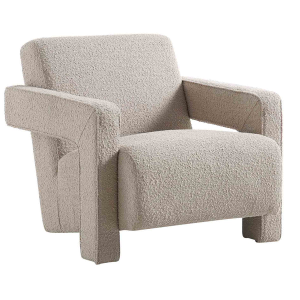 HAND CRAFTED TALIA SCULPTURAL TAUPE  BOUCLE CURVED ARMCHAIR
