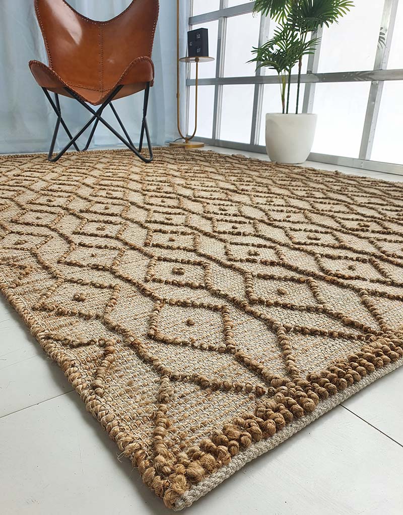 Hand Made Natural Light Brown Jute Woven Rug (6 Sizes)