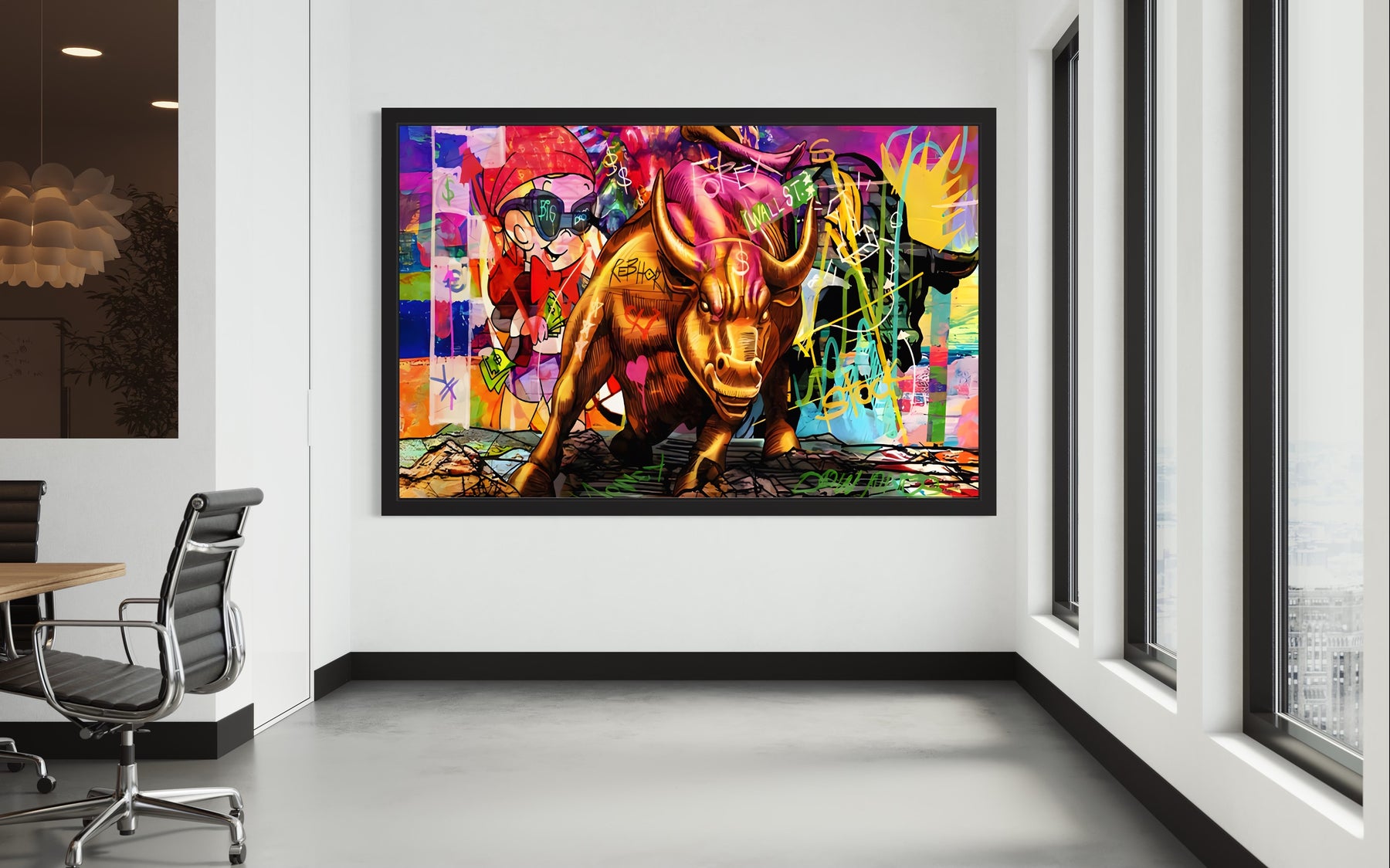 WALL STREET BULL CANVAS WALL ART