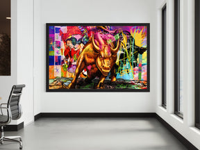 WALL STREET BULL CANVAS WALL ART