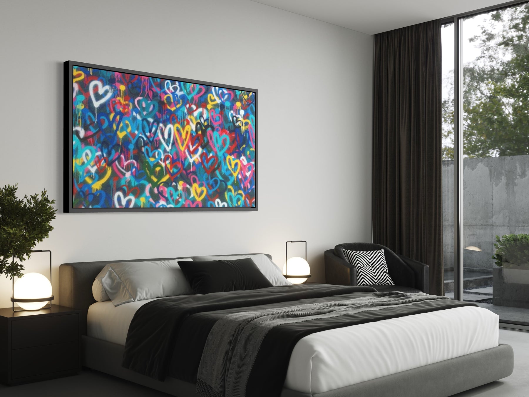 LOVE HEARTS - GRAFFITI CANVAS WALL ART